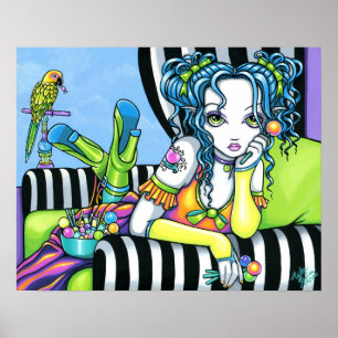 "Alisha" Candy Rainbow Parrot Fee Art Poster