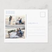 Alisha Dusty Blue Botanical Elegante Wedding Ankündigungspostkarte (Rückseite)