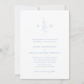 Alisha Dusty Blue Botanical Elegante Wedding Einladung (Vorderseite)