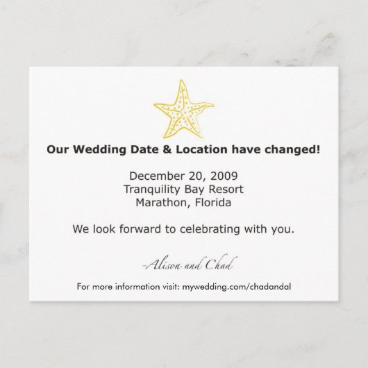 Alison- Datum-Änderung Postkarte (Vorderseite)