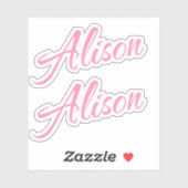 Alison Decorative Name in Pink x2 Aufkleber (Blatt)