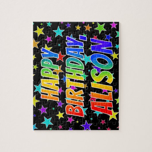 "ALISON" First Name, Fun "HAPPY BIRTHDAY" Puzzle (Vertikal)