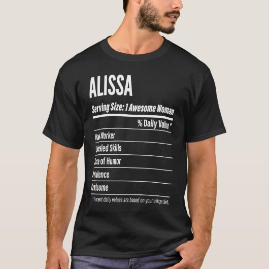 Alissa  Nutritional Facts Serving Size Calories T-Shirt (Vorderseite)