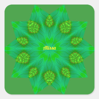~ALISSA WOW! Dekagramm ~ 10-zackiger Stern ~ Grün Quadratischer Aufkleber