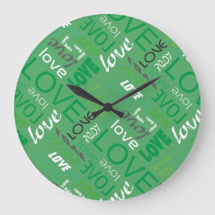 Alive Green Gallery Love Words Art Große Wanduhr