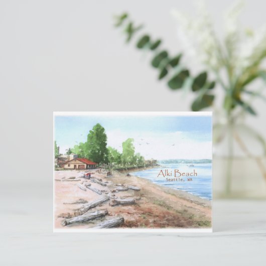 Alki Beach Bathhouse Postcard Postkarte (Stehend Vorderseite)