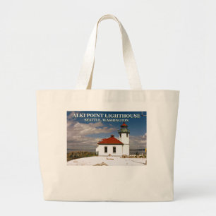 Alki Point Lighthouse, Seattle Washington Jumbo Stoffbeutel
