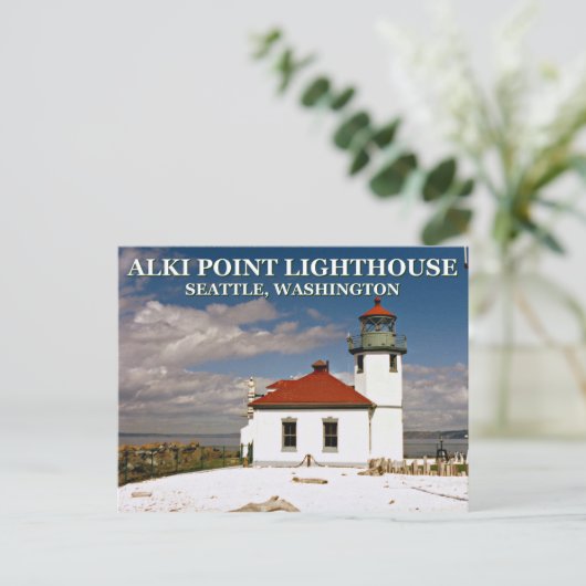 Alki Point Lighthouse, Seattle Washington Postcard Postkarte (Stehend Vorderseite)