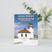 Alki Point Lighthouse, Seattle Washington Postcard Postkarte (Stehend Vorderseite)