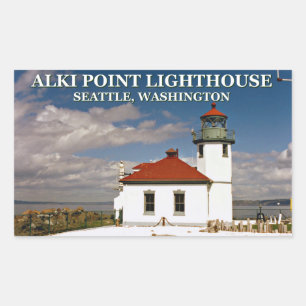 Alki Point Lighthouse, Seattle Washington Rechteckiger Aufkleber