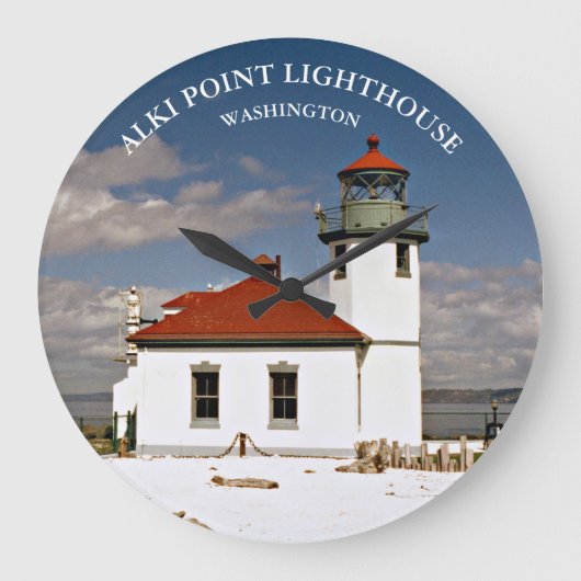 Alki Point Lighthouse, Washington Round Clock Große Wanduhr (Vorderseite)