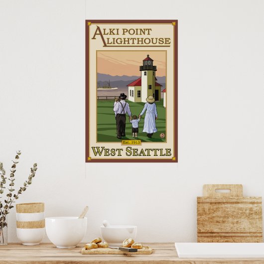 Alki Point Lighthouse - West Seattle, WA Poster (Küche)