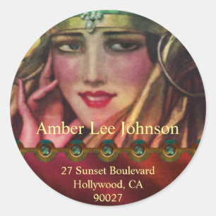 Alkmaar Kaschmir im Rot u. im Gold Runder Aufkleber