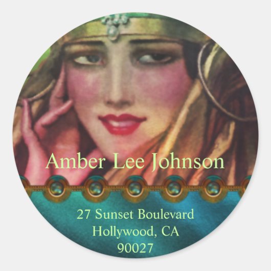 Alkmaar Kaschmir in Aqua & Gold Runder Aufkleber (Vorderseite)