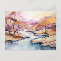 Alkohol and Ink landscape in soft colors