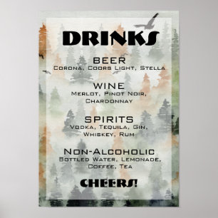 Alkohol Cocktail Getränke Bar EDITABLE Poster