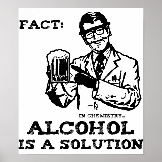 Alkohol ist eine Lösung für die Chemie Retro Poster (Vorne)