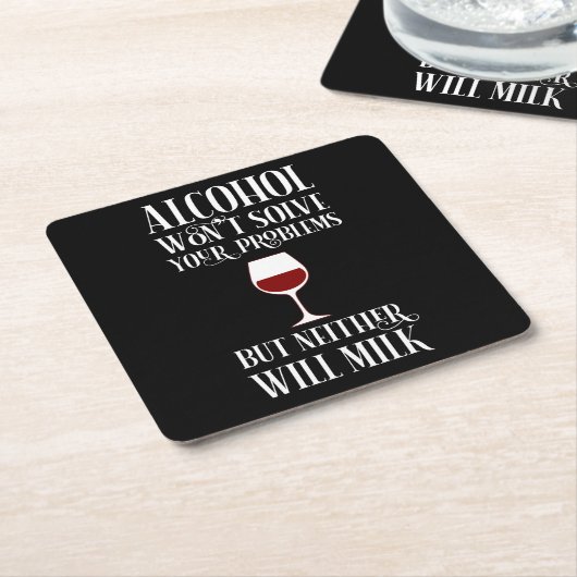 Alkohol löst deine Probleme nicht Rechteckiger Pappuntersetzer (angewinkelt)