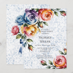Alkohol-Tinte Blaue Orangen-Rosen Brunch & Sekt Einladung