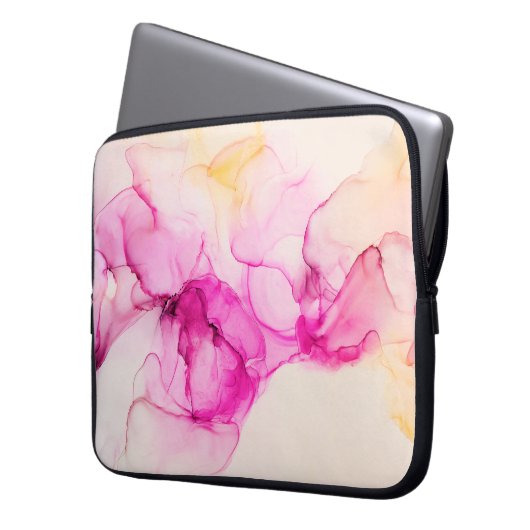 Alkohol Tinte Meeresstruktur. Zeitgenössische Kuns Laptopschutzhülle (Vorderseite Links)