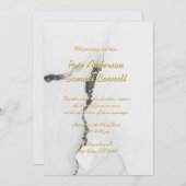 Alkohol Tinte Schwarz-weißer Glitzer Hochzeit Einl Einladung (Vorne/Hinten)