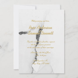 Alkohol Tinte Schwarz-weißer Glitzer Hochzeit Einl Einladung