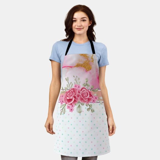 Alkohol Tinte und Wasserfarben Frühlingsblüte Schürze (Getragen)