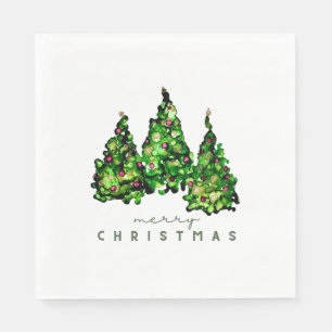 Alkohol-Tinten-Design-Weihnachtsbaum-Feiertags-Ser Serviette
