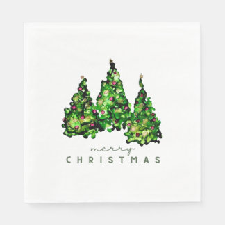 Alkohol-Tinten-Design-Weihnachtsbaum-Feiertags-Ser Serviette