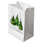 Alkohol-Tinten-Design Weihnachtsbaum-Geschenkverpa Mittlere Geschenktüte (Vorderseite Schrägansicht)