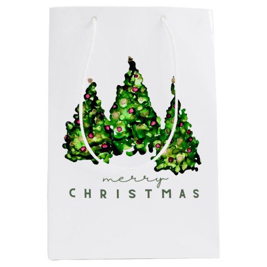 Alkohol-Tinten-Design Weihnachtsbaum-Geschenkverpa Mittlere Geschenktüte (Vorderseite)