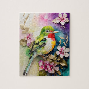 Alkohol-Tinten malen Kubanischer Tody-Vogel Puzzle