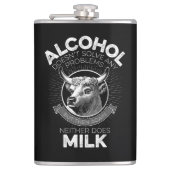Alkohol vs. Milch Flachmann (Vorderseite)