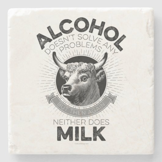 Alkohol vs. Milch Steinuntersetzer (Vorderseite)
