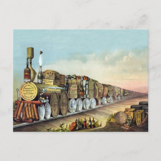 Alkohol-Zug im Vintage-Stil Postkarte (Vorderseite)