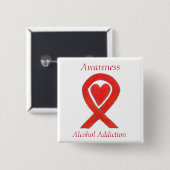 Alkoholabhängigkeit Aufklärung Rotes Herz Band But Button (Vorne & Hinten)