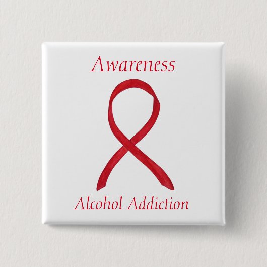 Alkoholabhängigkeit Bewusstsein des roten Ribbon-B Button (Vorderseite)