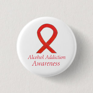 Alkoholabhängigkeit Bewusstsein des Roten Ribbon- Button