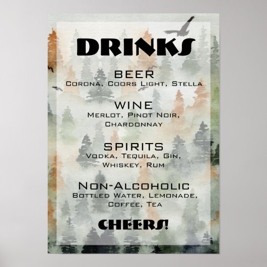 Alkoholcocktail Drinks Bar EDITABLE Poster (Vorne)
