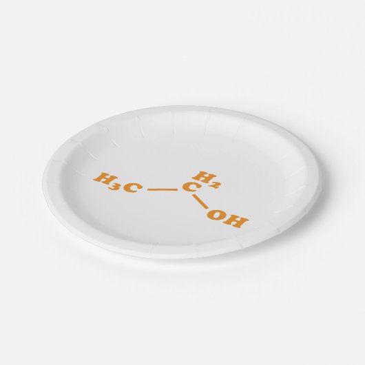 Alkoholethanol Molekulare chemische Formel Pappteller (Schrägansicht)