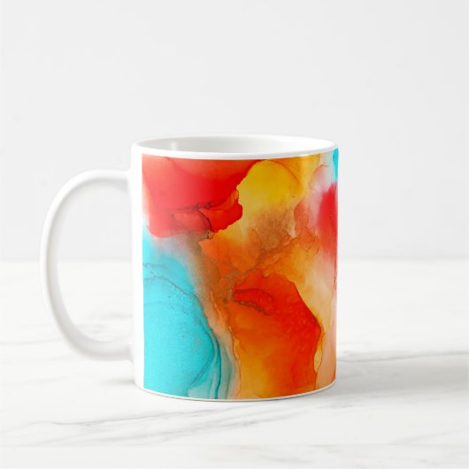 Alkoholfarbe abstrakter Hintergrund, Makrofotograf Kaffeetasse (Links)