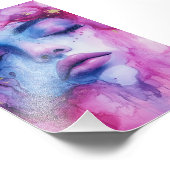 Alkoholfarbe Kunst rosa blaue Frau Fotodruck (Ecke)