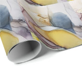 Alkoholfarbene Wirbel, gelbe Farbtöne, abstrakt. Geschenkpapier (Rolleneckpunkt)