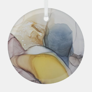 Alkoholfarbene Wirbel, gelbe Farbtöne, abstrakt. Ornament Aus Glas