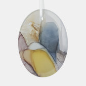 Alkoholfarbene Wirbel, gelbe Farbtöne, abstrakt. Ornament Aus Glas (Vorderseite links)