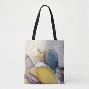 Alkoholfarbene Wirbel, gelbe Farbtöne, abstrakt. Tasche
