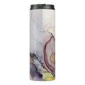 Alkoholfarbene Wirbel, gelbe Farbtöne, abstrakt. Thermosbecher (Rückseite)