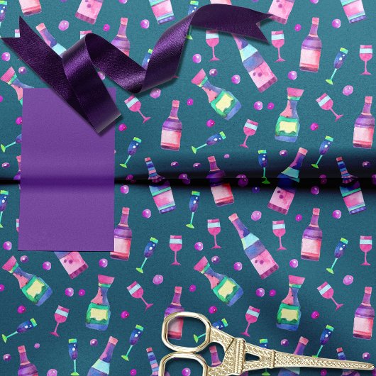 Alkoholfarbmuster | Dunkel Aquamarin Seidenpapier