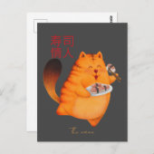 Alkoholiker, Sushikatze Postkarte (Vorne/Hinten)