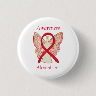 Alkoholische Bewusstsein Red Ribbon Angel Custom B Button